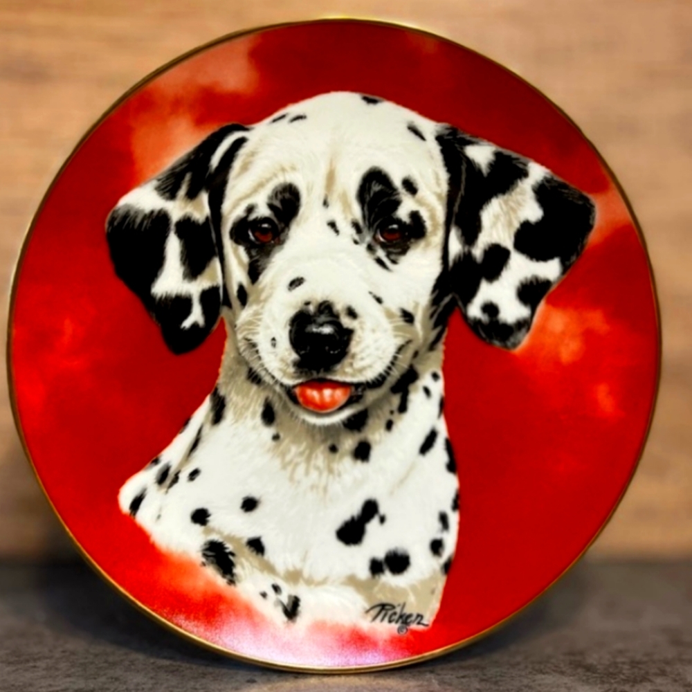 Vintage Dalmatian Collectible plate “Dalmatian “ Linda Pickens Artist 1993 22K